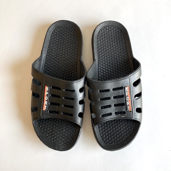 Men’s Sport Black Rubber Flip Flops Sandals size US 9 - Picture 1 of 13